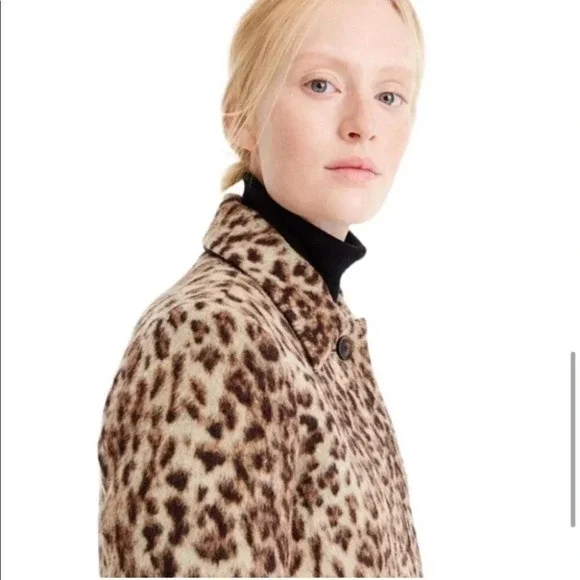 J. Crew Animal Trench Coat Double Leopard 00 Wool Textured - Picture 5 of 13